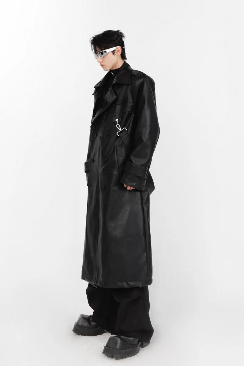 Layered Vegan Leather Coat