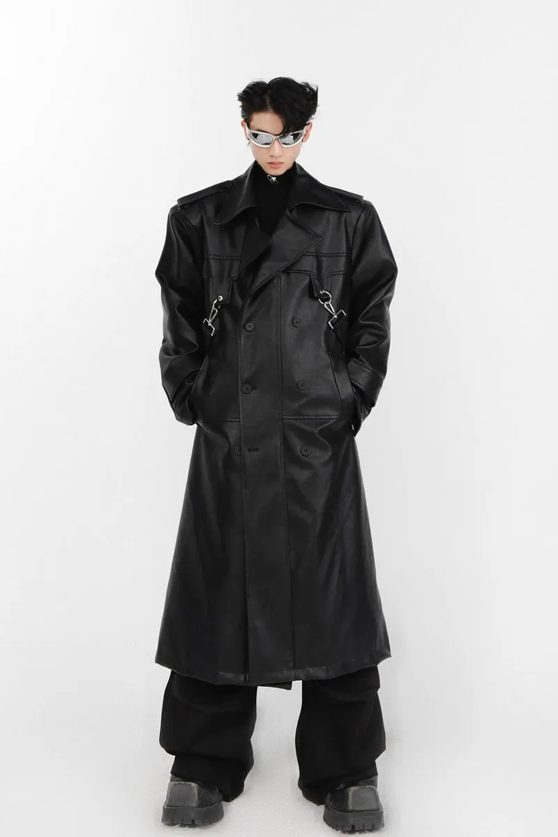 Layered Vegan Leather Coat
