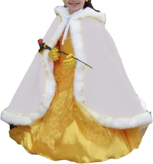 Lemai Baby Flower Girls Hooded Cape Winter Wedding Cloak for Kids Junior Bridesmaid Warm Fur