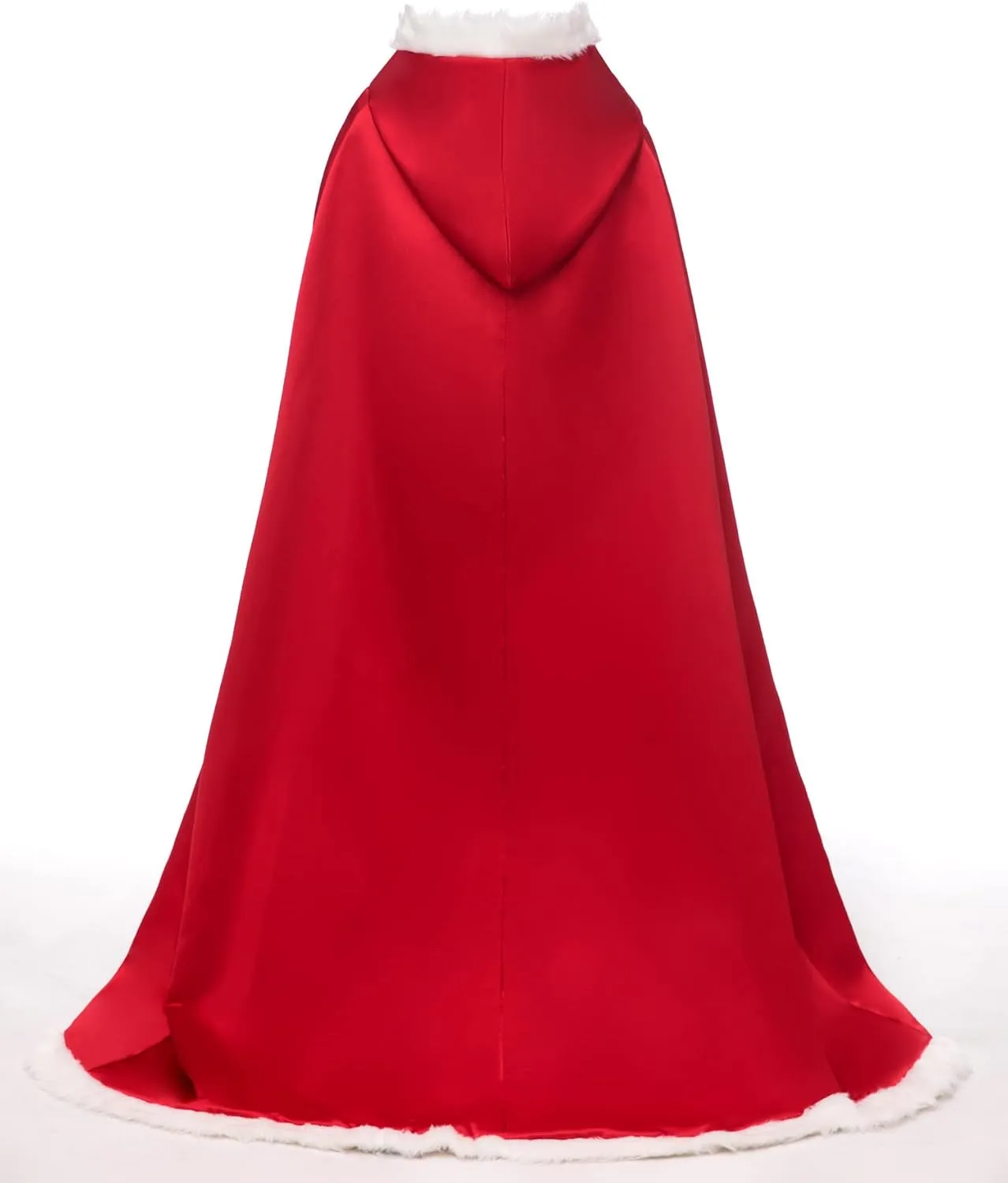 Lemai Long Wedding Cloak with Hooded Cape Winter Fur Trim and Hand Muff 50 55 59 71 Inches (20 Colors)