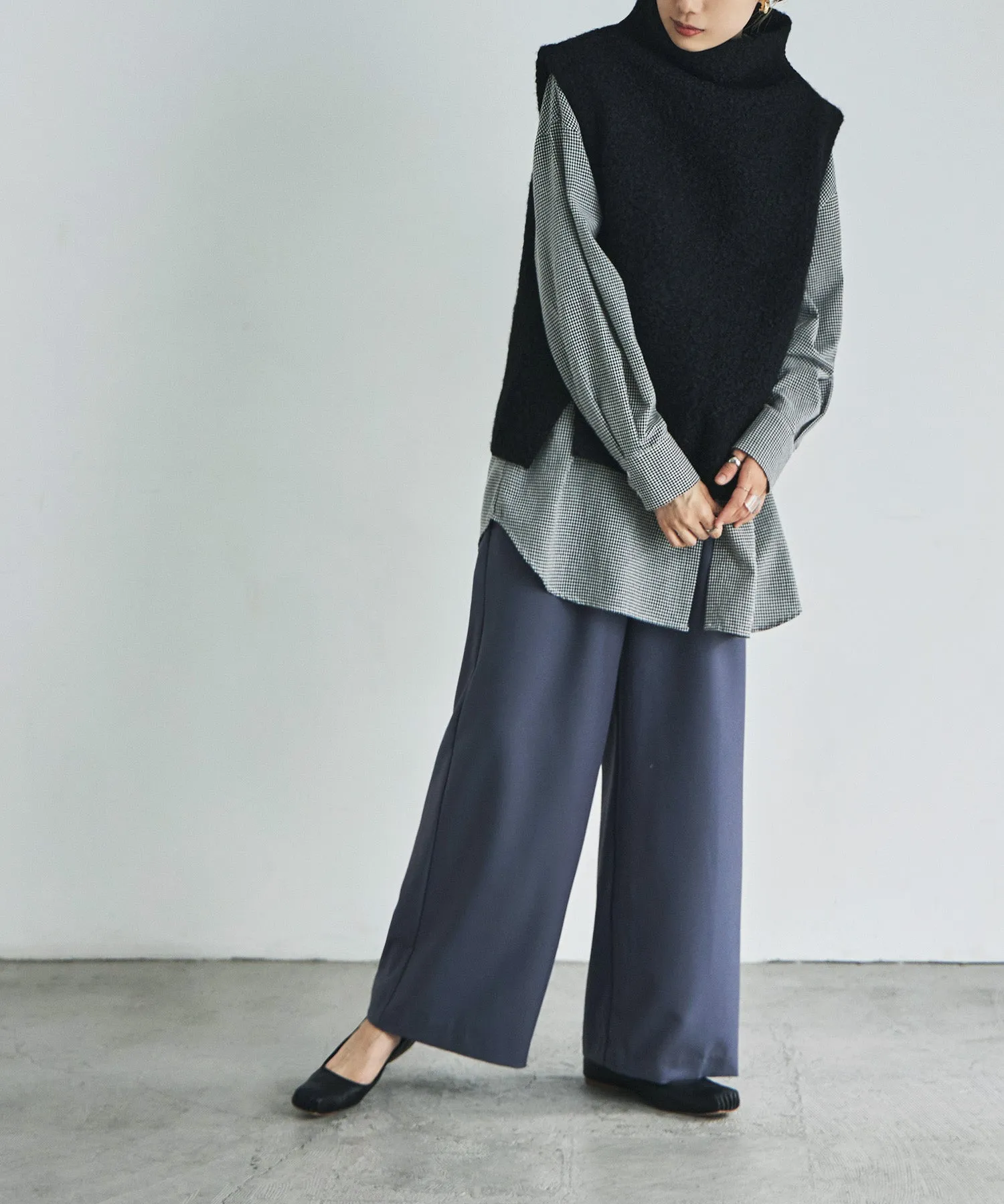 Ling wool high-neck vest