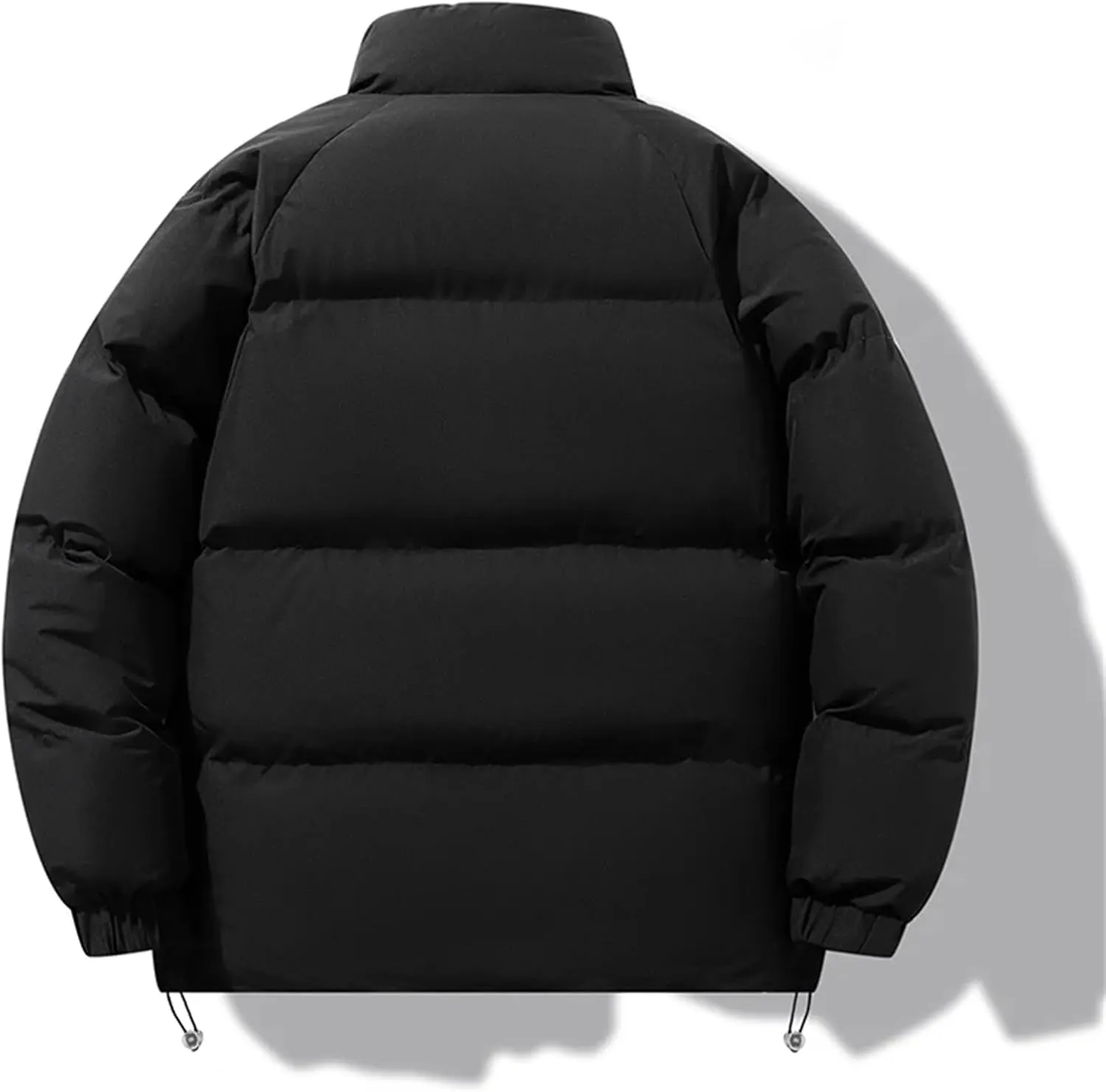 Men's Button Standing Collar Thick Cotton-Padded Vintage Warm Zipper Patchwork Parka Coat
