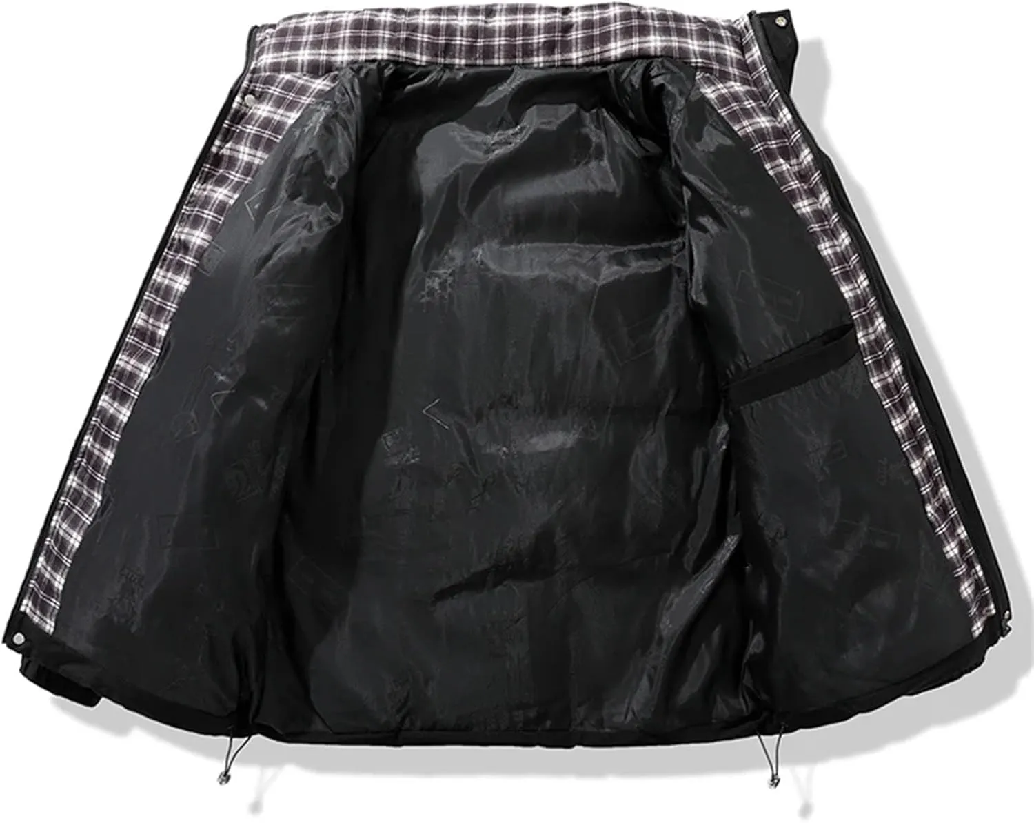 Men's Button Standing Collar Thick Cotton-Padded Vintage Warm Zipper Patchwork Parka Coat