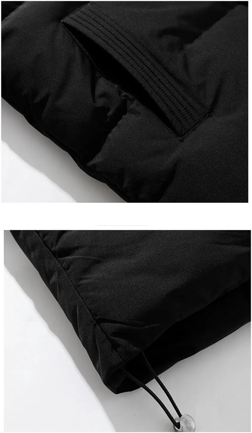 Men's Button Standing Collar Thick Cotton-Padded Vintage Warm Zipper Patchwork Parka Coat