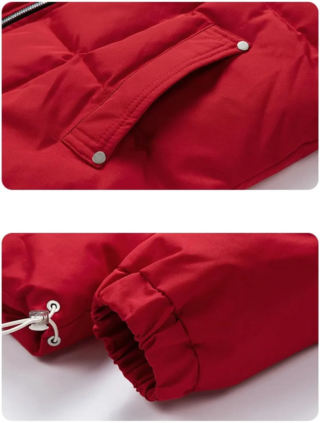 Men's Drawstring Hooded Solid Cotton-Padded Vintage Zipper Pockets Warm Parka Coat