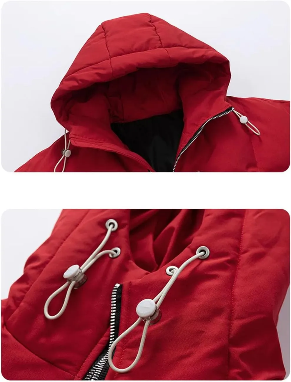 Men's Drawstring Hooded Solid Cotton-Padded Vintage Zipper Pockets Warm Parka Coat