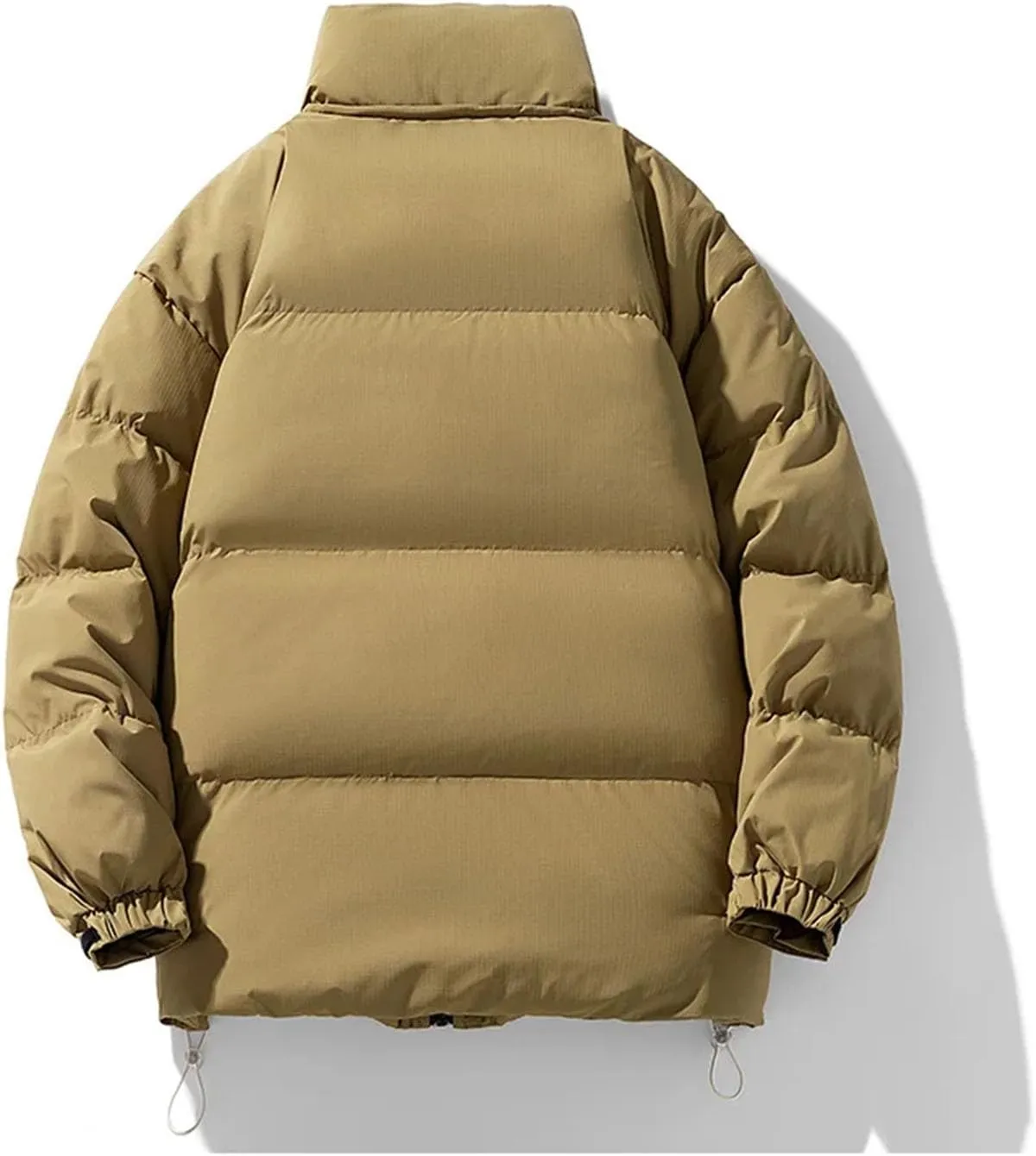 Men's Drawstring Stand Collar Solid Cotton-Padded Vintage Thick Warm Big Pocket Parka Coat