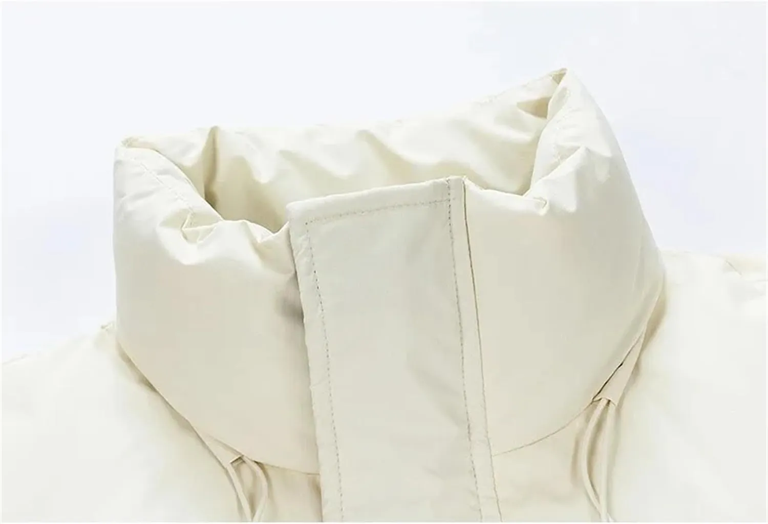 Men's Drawstring Stand Collar Solid Cotton-Padded Vintage Thick Warm Big Pocket Parka Coat