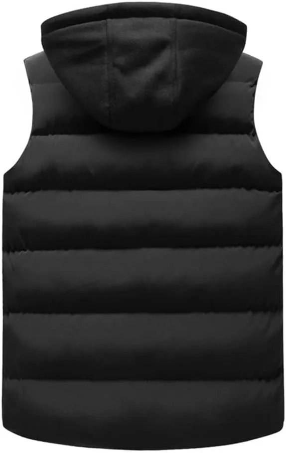 Mens Outdoors Vests Men's Winter Vest Cotton-Padded Vest Men Warm Hooded Waistcoat Male Coats Vests