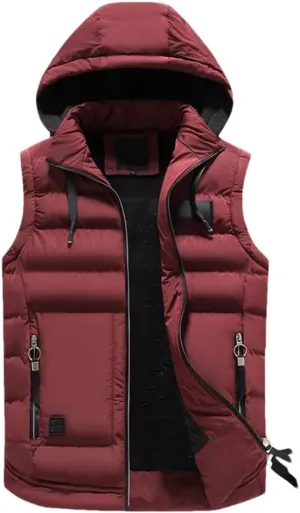Mens Outdoors Vests Men's Winter Vest Cotton-Padded Vest Men Warm Hooded Waistcoat Male Coats Vests