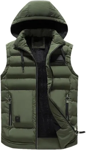 Mens Outdoors Vests Men's Winter Vest Cotton-Padded Vest Men Warm Hooded Waistcoat Male Coats Vests
