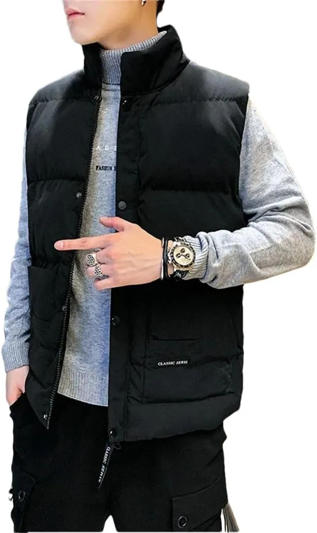 Men's Vest Coat Thick Windproof Camo1 Sleeveless Jacket Collar Down Cotton Padded Vest