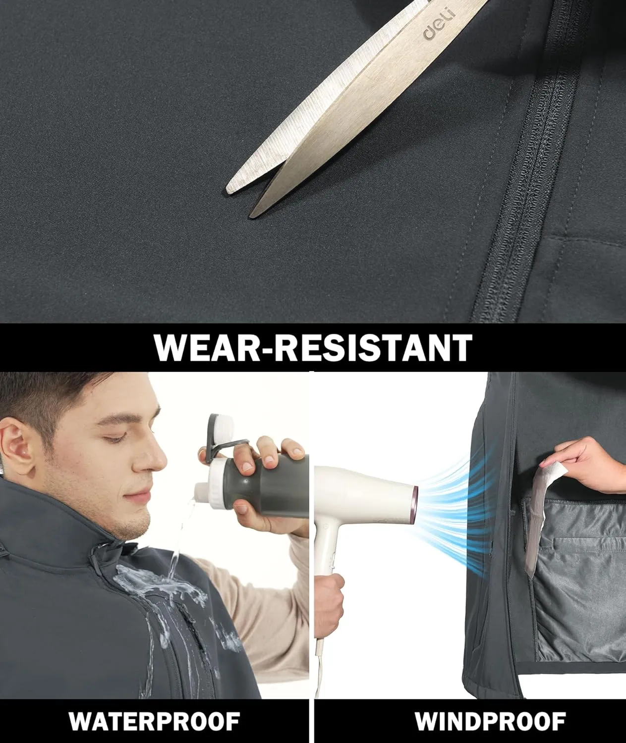 Mens Vests Outerwear Removable Hood Windproof Golf Vests for Men Softshell Sleeveless Jacket with 6 Pockets