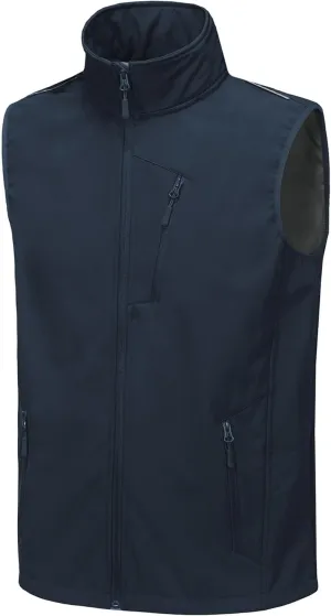 Mens Vests Outerwear Removable Hood Windproof Golf Vests for Men Softshell Sleeveless Jacket with 6 Pockets