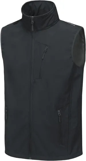 Mens Vests Outerwear Removable Hood Windproof Golf Vests for Men Softshell Sleeveless Jacket with 6 Pockets