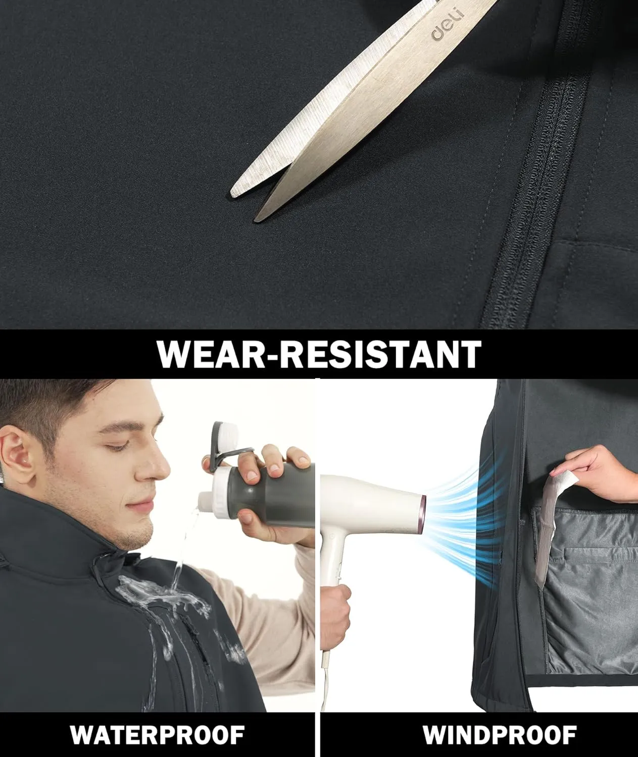 Mens Vests Outerwear Removable Hood Windproof Golf Vests for Men Softshell Sleeveless Jacket with 6 Pockets