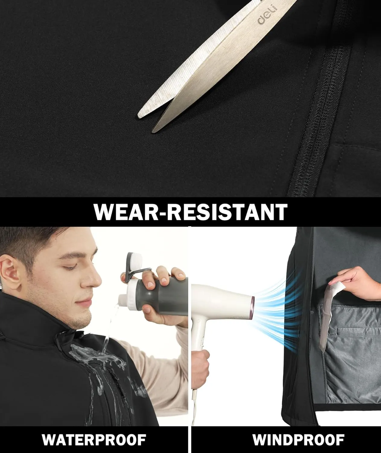 Mens Vests Outerwear Removable Hood Windproof Golf Vests for Men Softshell Sleeveless Jacket with 6 Pockets