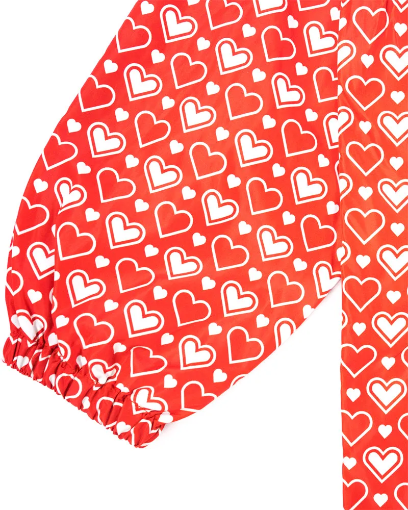 Needles Coach Jacket Poly Taffeta Printed Red Heart
