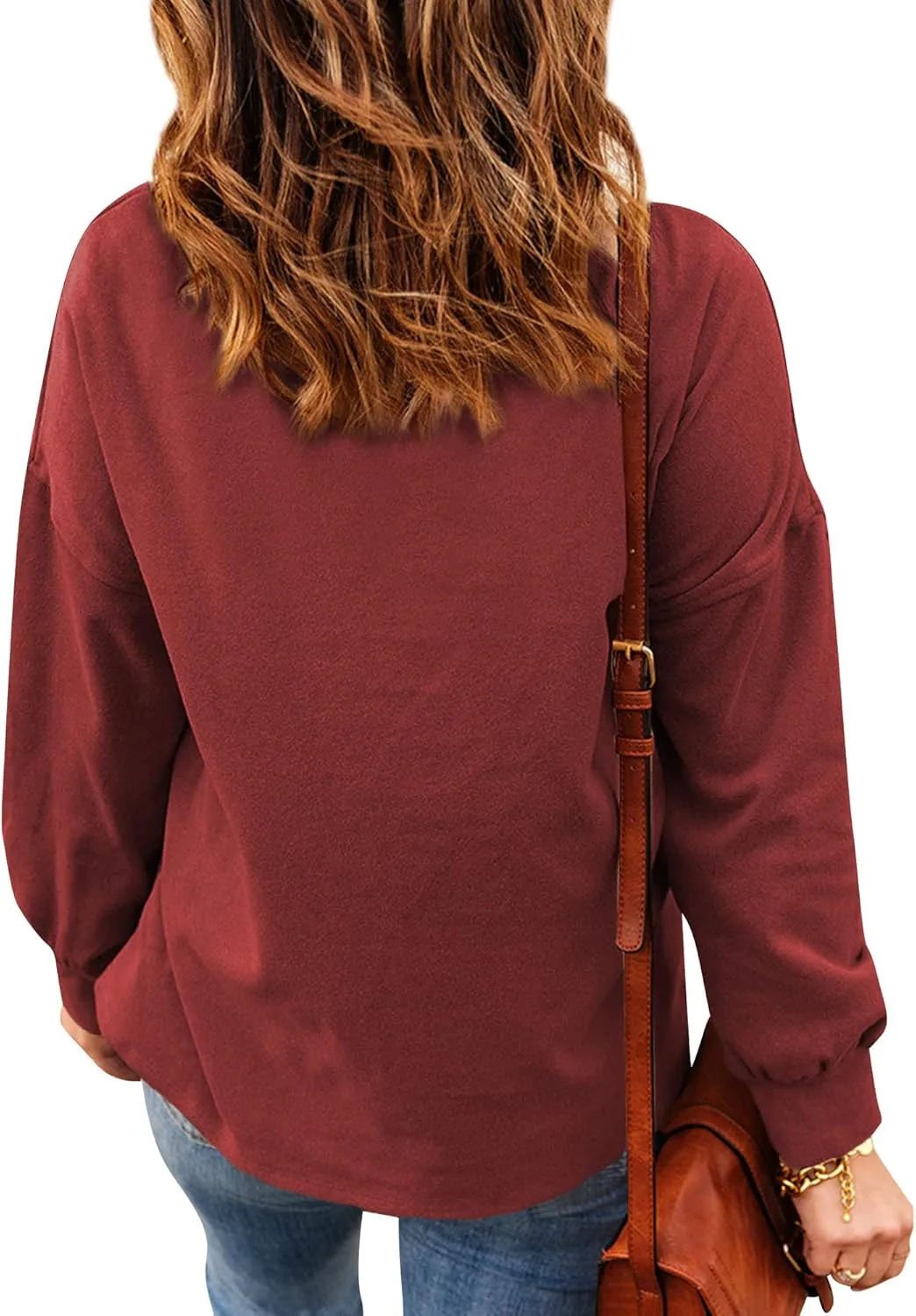 OUNAR Women Casual Long Sleeve Sweatshirt Cowl Neck Drawstring Thick Dralon Loose Pullovers Shirts Tops Sweatshirts
