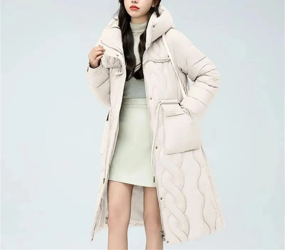 Pegsmio Women's Puffer Jacket Loose Cotton Padded Coats Winter Hooded Parkas Thick Warm Wadded Jackets