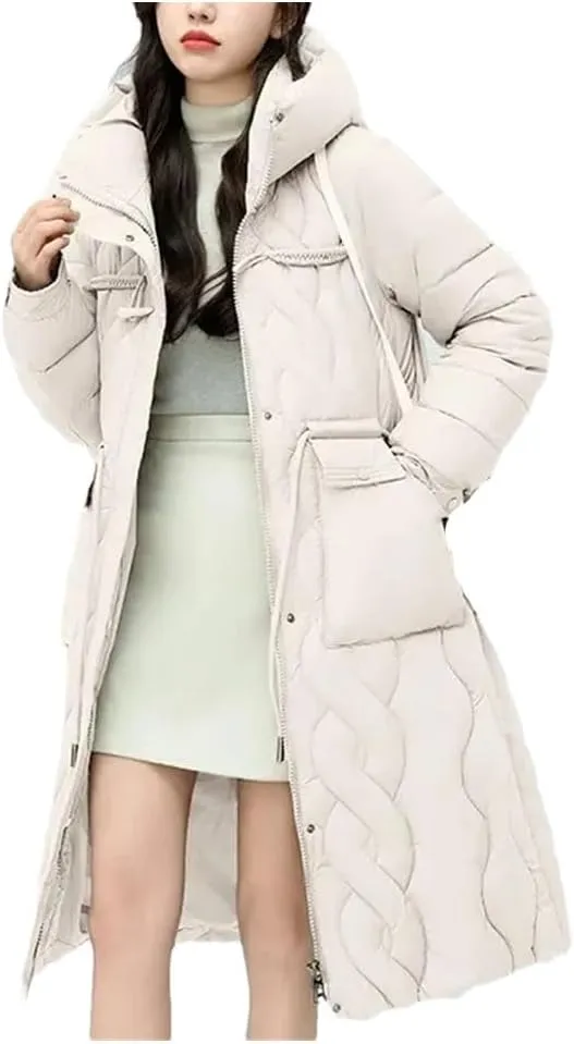 Pegsmio Women's Puffer Jacket Loose Cotton Padded Coats Winter Hooded Parkas Thick Warm Wadded Jackets