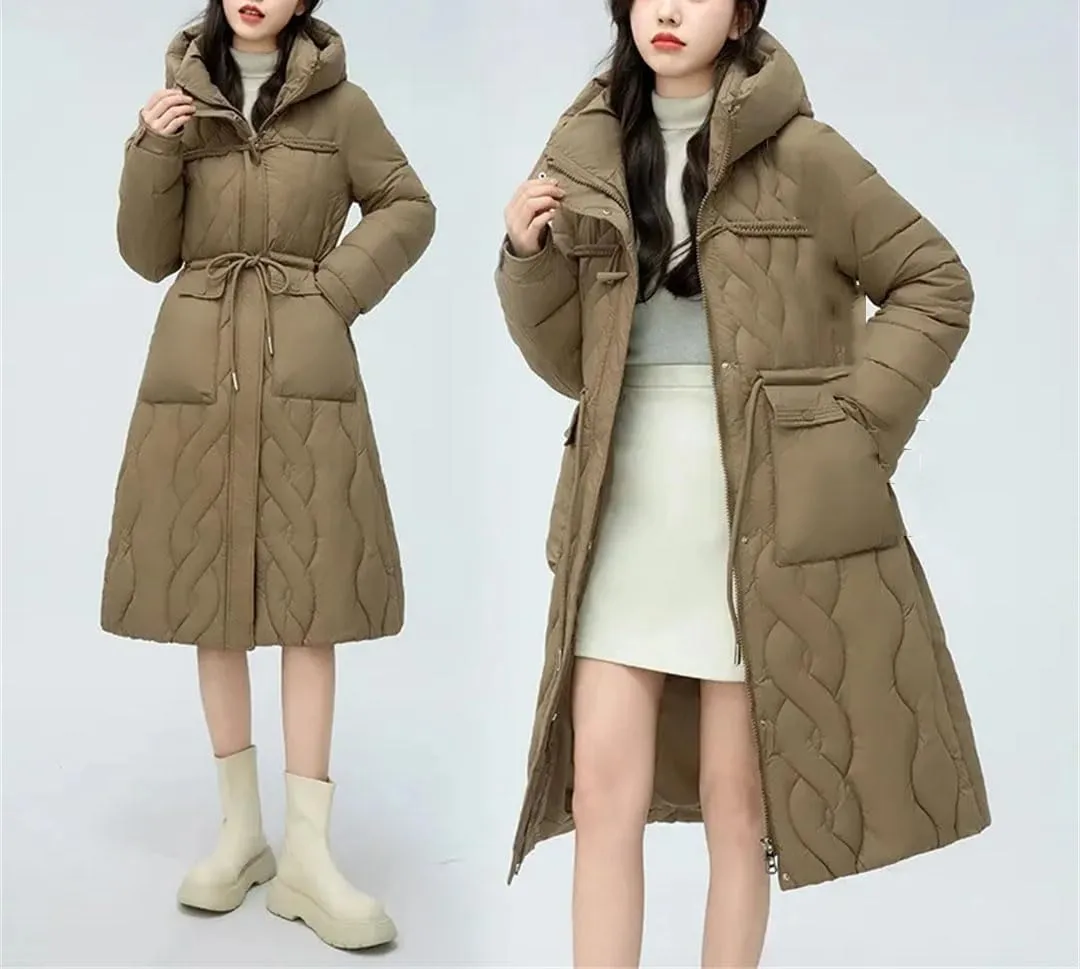 Pegsmio Women's Puffer Jacket Loose Cotton Padded Coats Winter Hooded Parkas Thick Warm Wadded Jackets