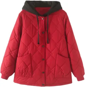Plus Size Women Parka Autumn/Winter Fashion Loose Hooded Thick Cotton-Padded Casual Coat