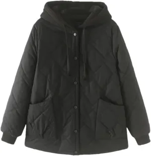 Plus Size Women Parka Autumn/Winter Fashion Loose Hooded Thick Cotton-Padded Casual Coat