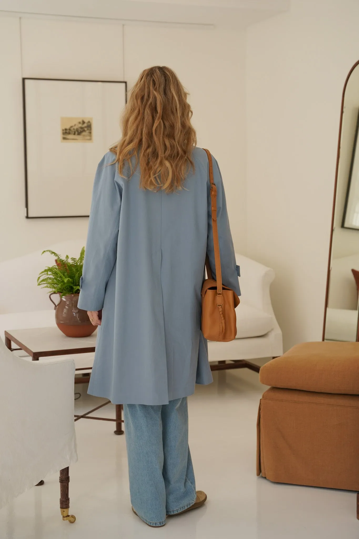 Powder Blue A Line Swing Coat