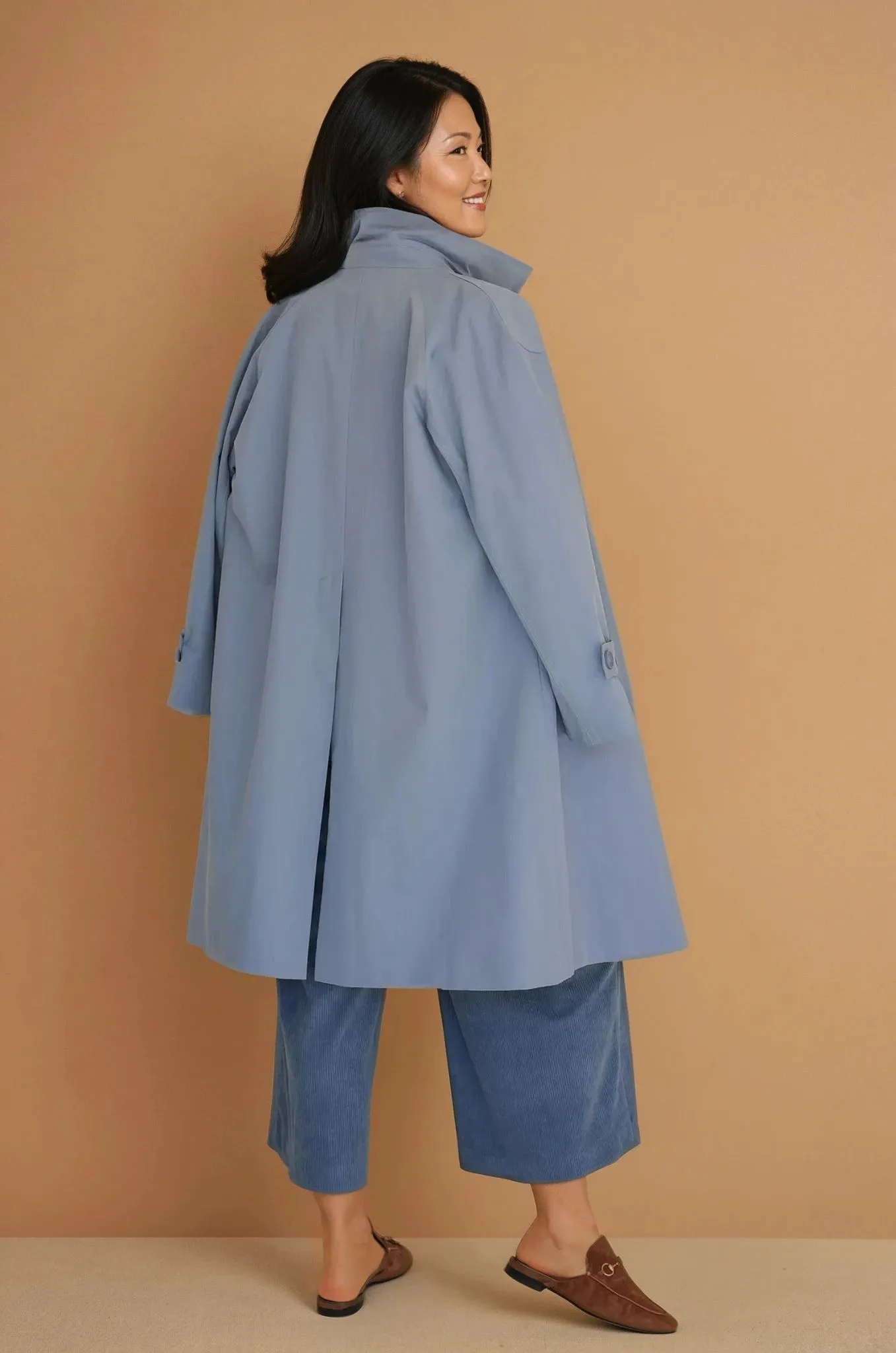 Powder Blue A Line Swing Coat