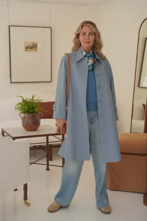 Powder Blue A Line Swing Coat