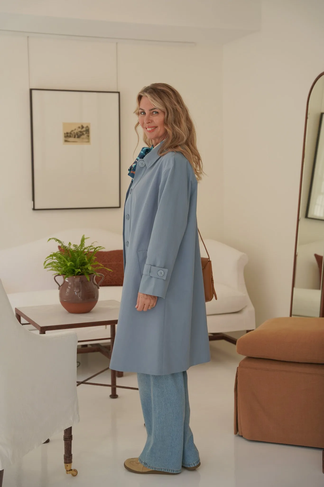Powder Blue A Line Swing Coat
