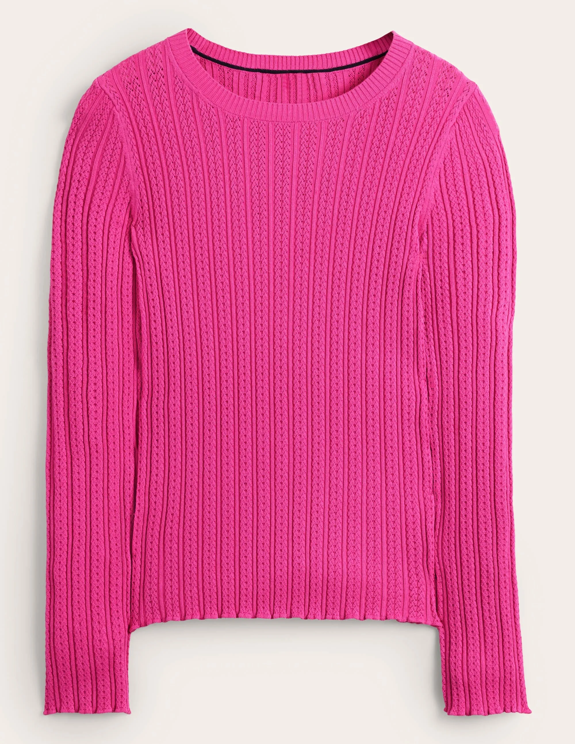 Ribbed Pointelle Top-Fuschia Fedora