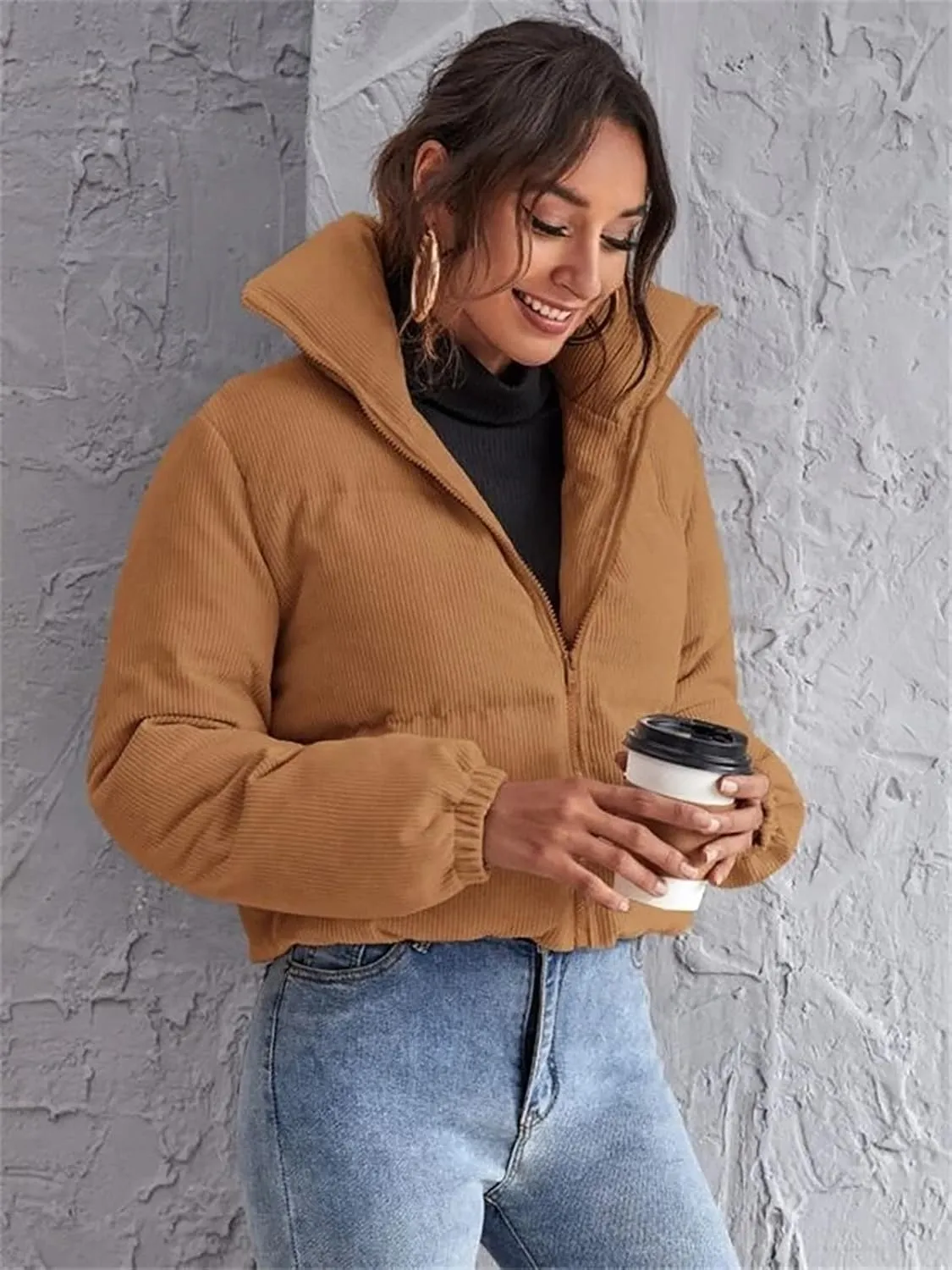 sandbank Women's Winter Parka Jacket Warm Stand Collar Cotton Quilted Down Coat