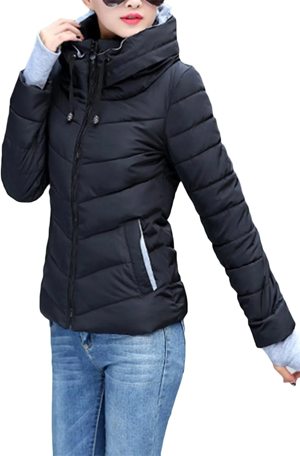 sandbank Women's Winter Parka Jacket Warm Stand Collar Cotton Quilted Down Coat