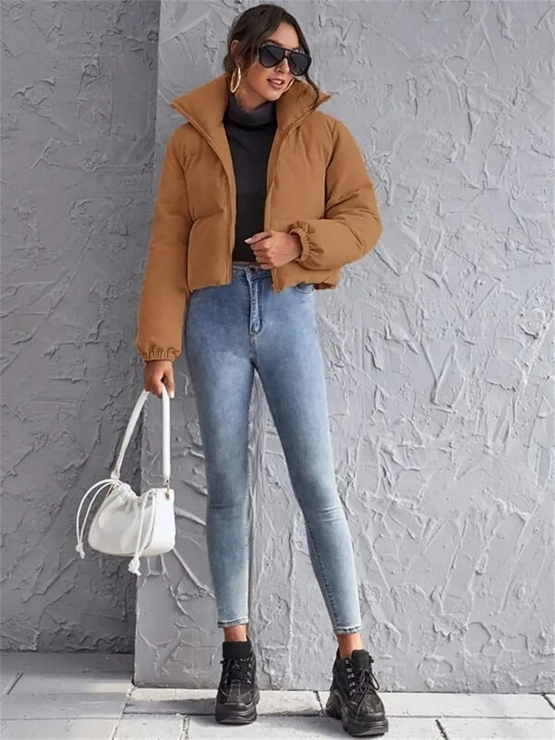 sandbank Women's Winter Parka Jacket Warm Stand Collar Cotton Quilted Down Coat