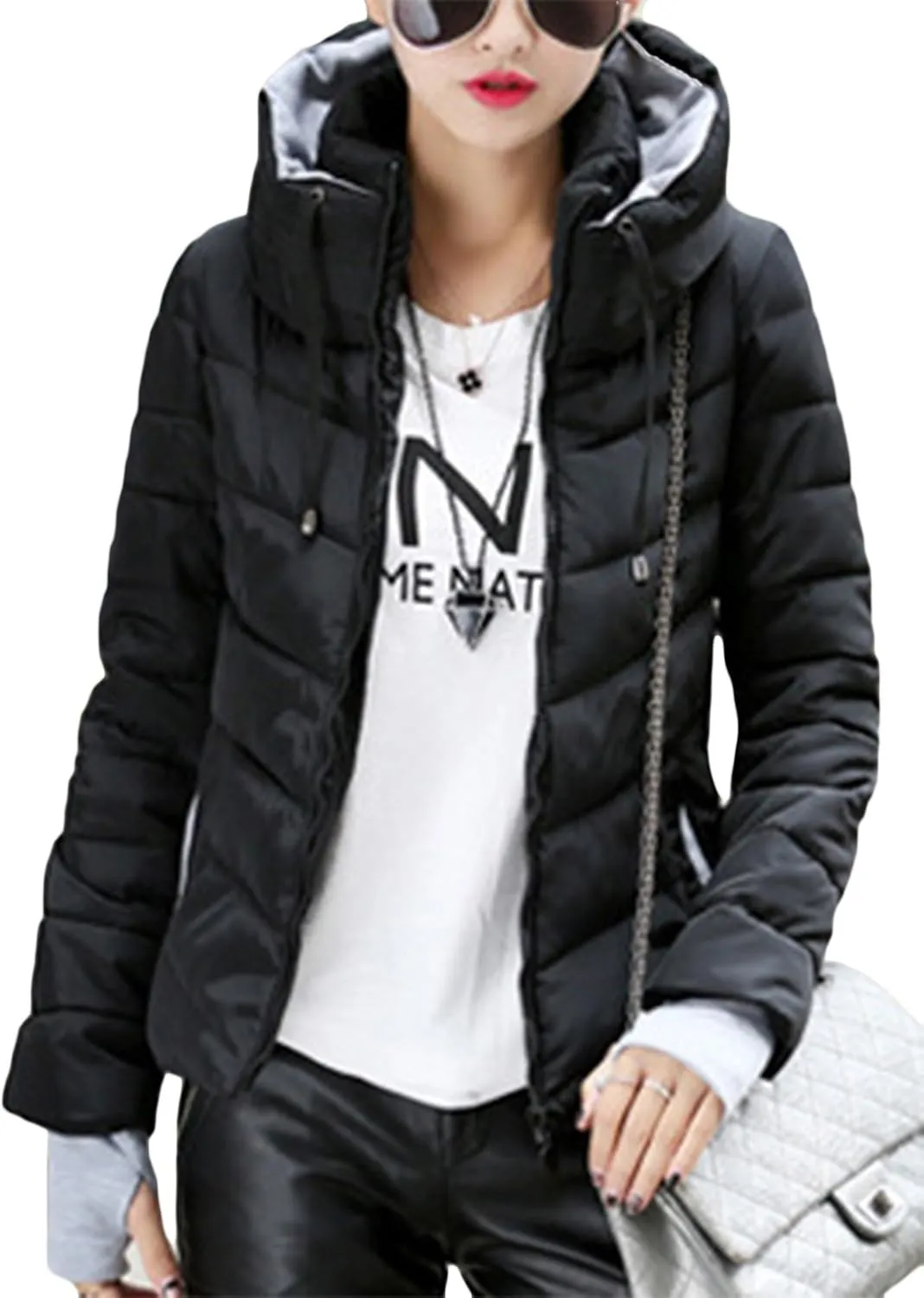 sandbank Women's Winter Parka Jacket Warm Stand Collar Cotton Quilted Down Coat