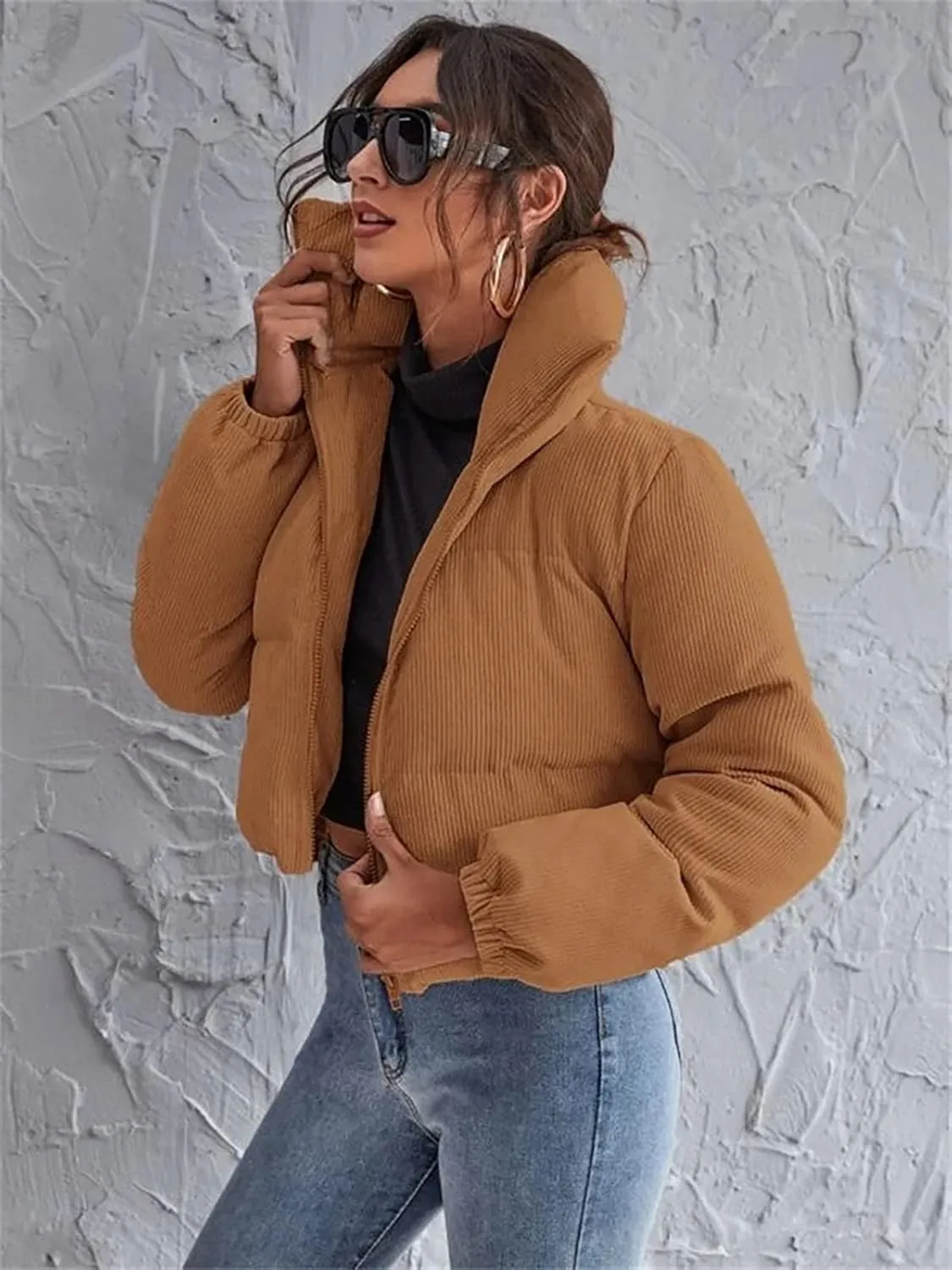sandbank Women's Winter Parka Jacket Warm Stand Collar Cotton Quilted Down Coat