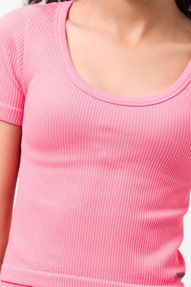 Seamless Short Sleeve T-Shirt Pink