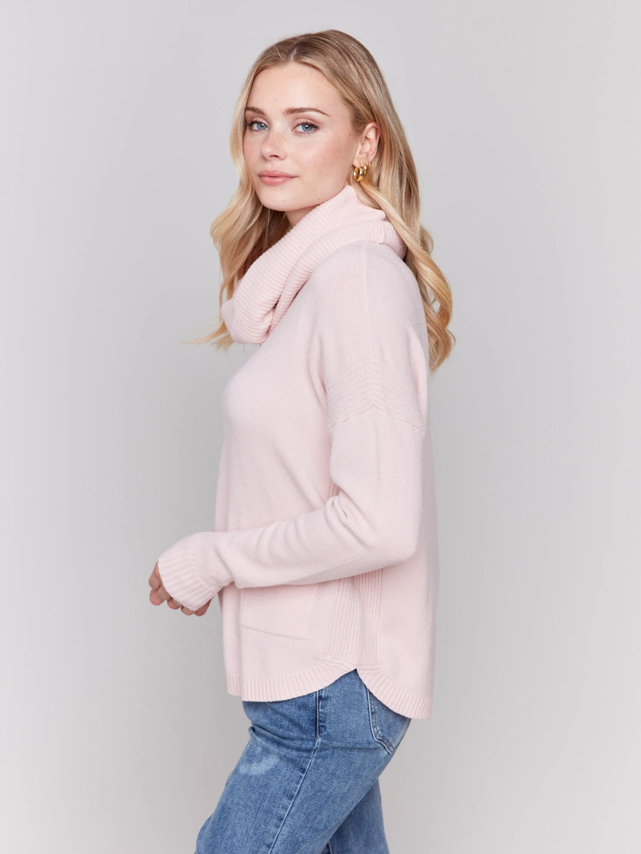 Sweater with Removable Scarf - Quartz