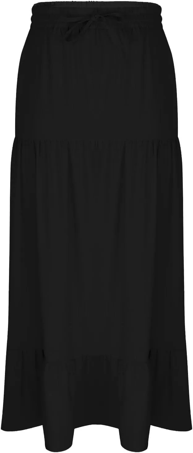 Women Boho Maxi Skirt Set Off Shoulder Ruffle Trim Ruched Crop Top and Flowy Slit Long Skirts 2 Piece Outfits Beach Wear
