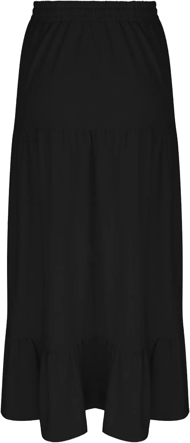 Women Boho Maxi Skirt Set Off Shoulder Ruffle Trim Ruched Crop Top and Flowy Slit Long Skirts 2 Piece Outfits Beach Wear