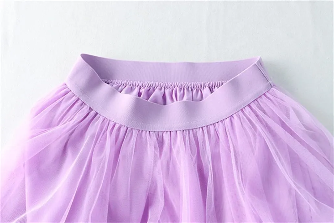 Women Irregular Cake Skirt Midi Long High Waist A Line Skirts Tulle Party Mid-Calf Skirt