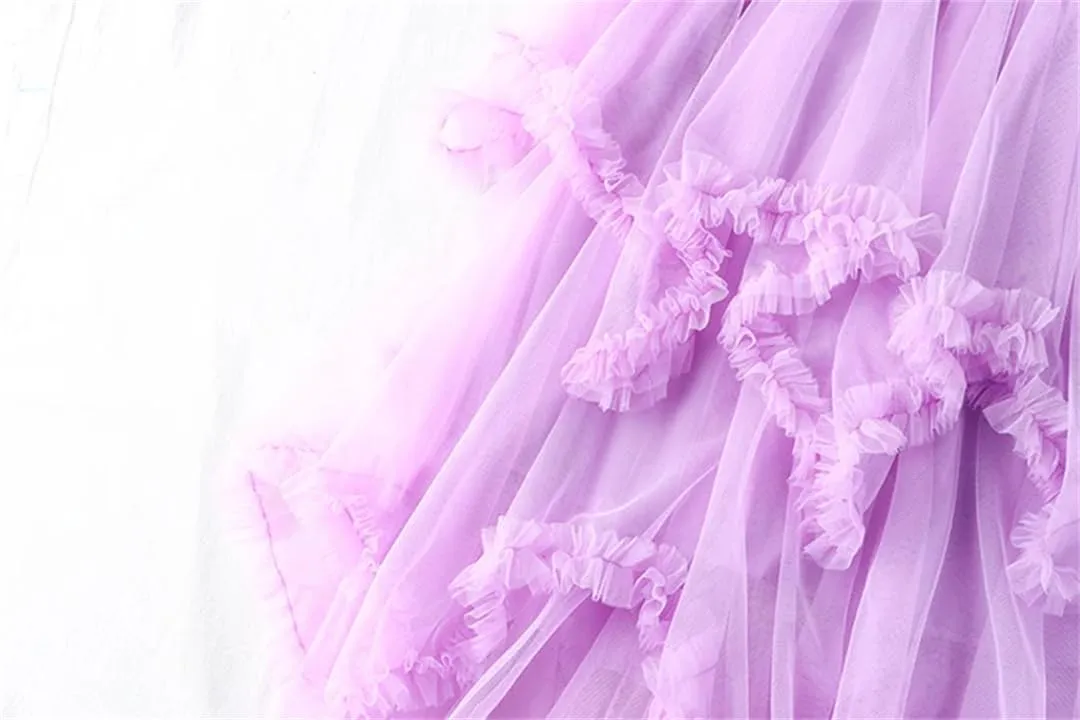 Women Irregular Cake Skirt Midi Long High Waist A Line Skirts Tulle Party Mid-Calf Skirt