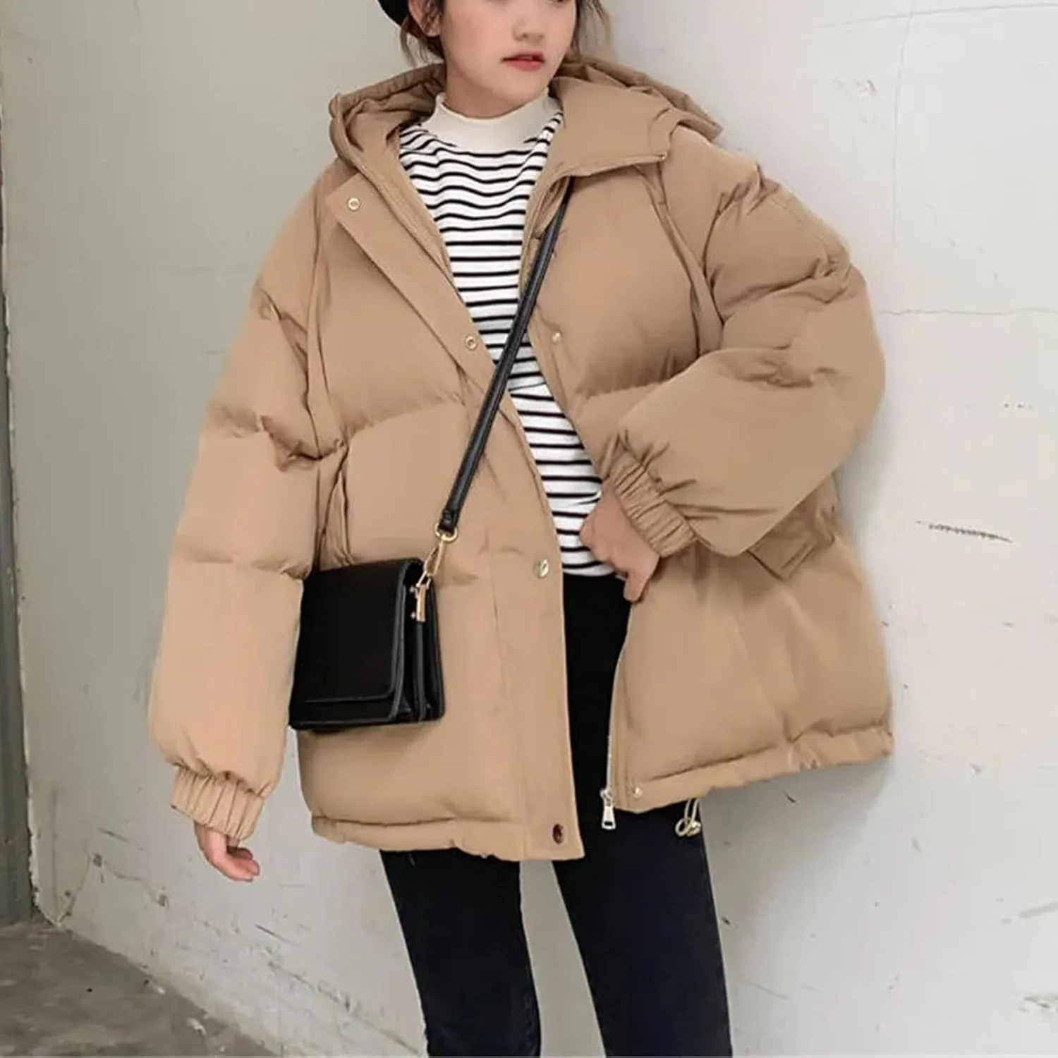 Women Short Jacket Winter Parkas Thick Hooded Cotton Padded Jackets Coats Loose Puffer Parkas Outwear