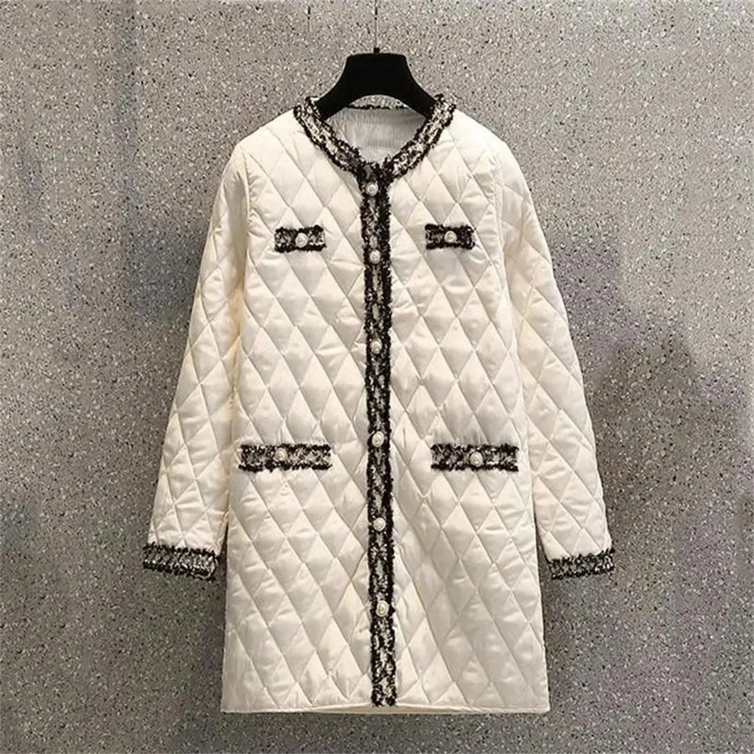 Women Winter Cotton Padded Parkas Thick Warm Overcoat Elegant Lightweight Long Outerwear Korean Quilted Coats