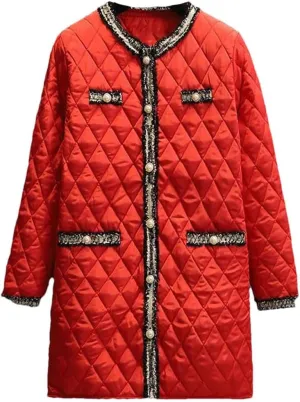 Women Winter Cotton Padded Parkas Thick Warm Overcoat Elegant Lightweight Long Outerwear Korean Quilted Coats