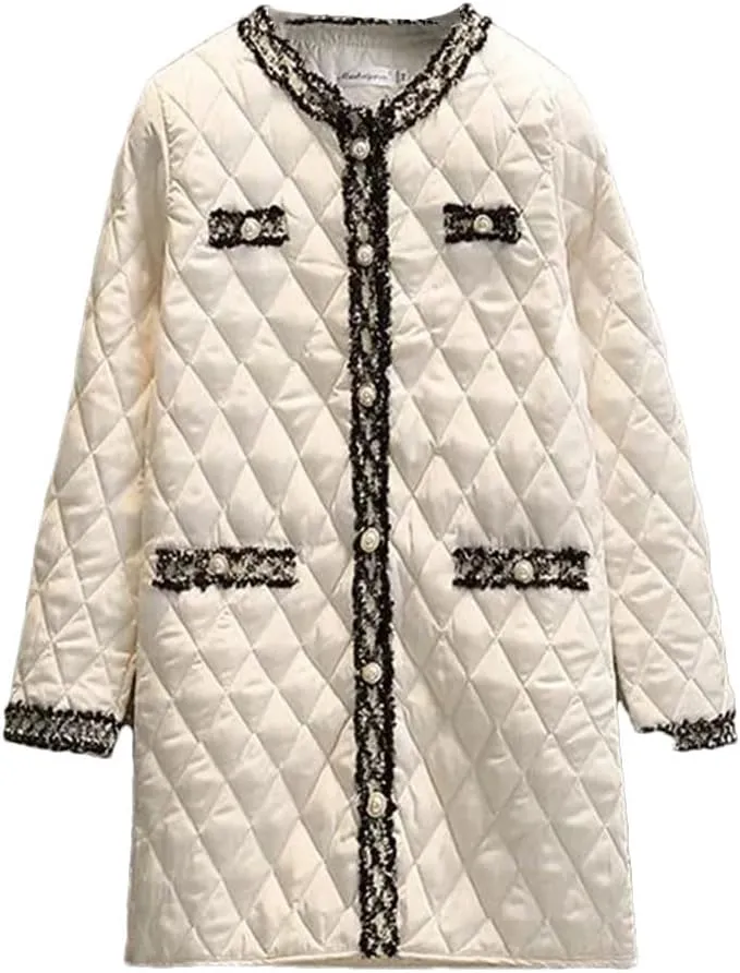 Women Winter Cotton Padded Parkas Thick Warm Overcoat Elegant Lightweight Long Outerwear Korean Quilted Coats