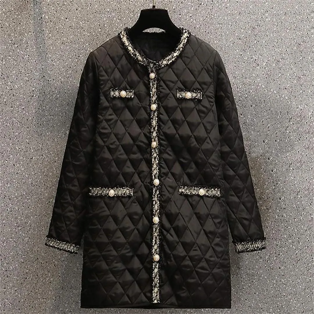 Women Winter Cotton Padded Parkas Thick Warm Overcoat Elegant Lightweight Long Outerwear Korean Quilted Coats
