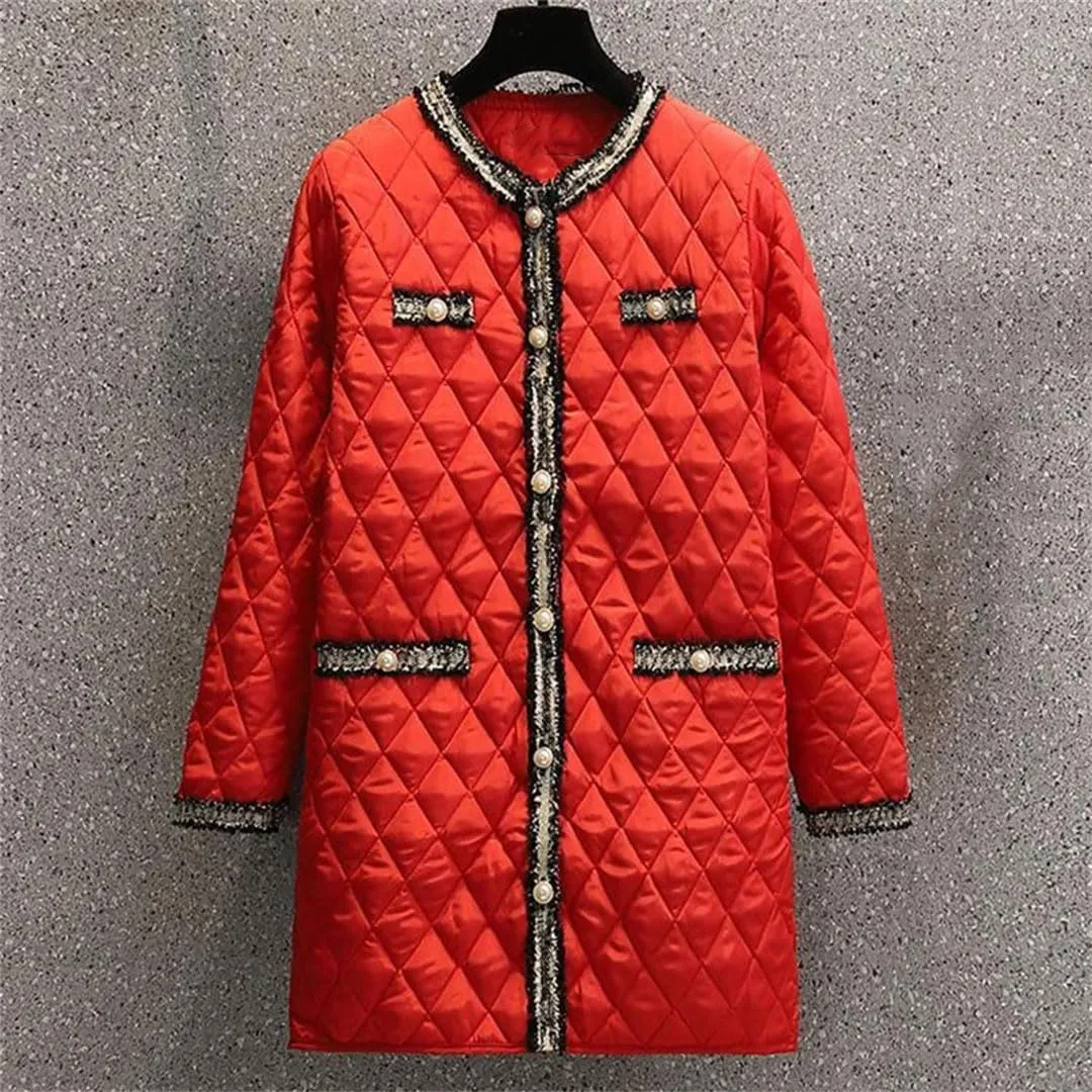 Women Winter Cotton Padded Parkas Thick Warm Overcoat Elegant Lightweight Long Outerwear Korean Quilted Coats